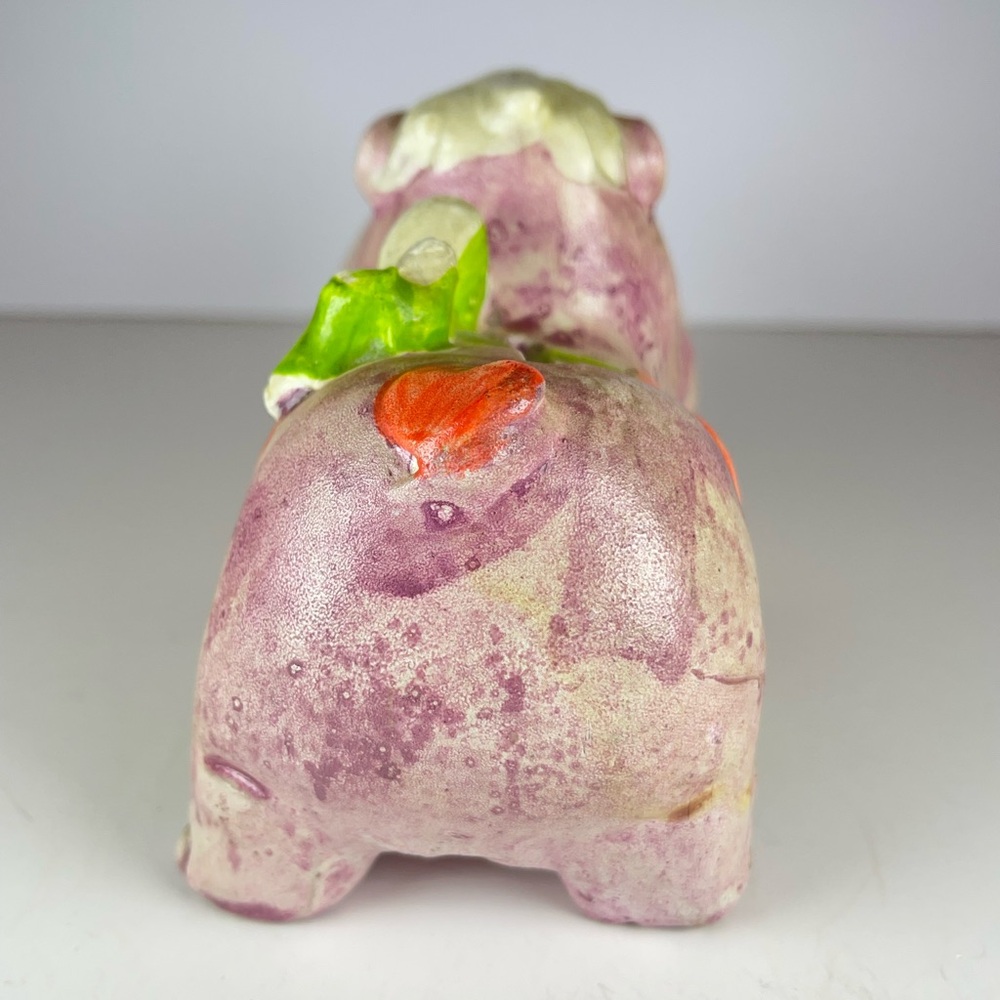 Vintage purple chalkware hippo piggy bank - Picture 5 of 12
